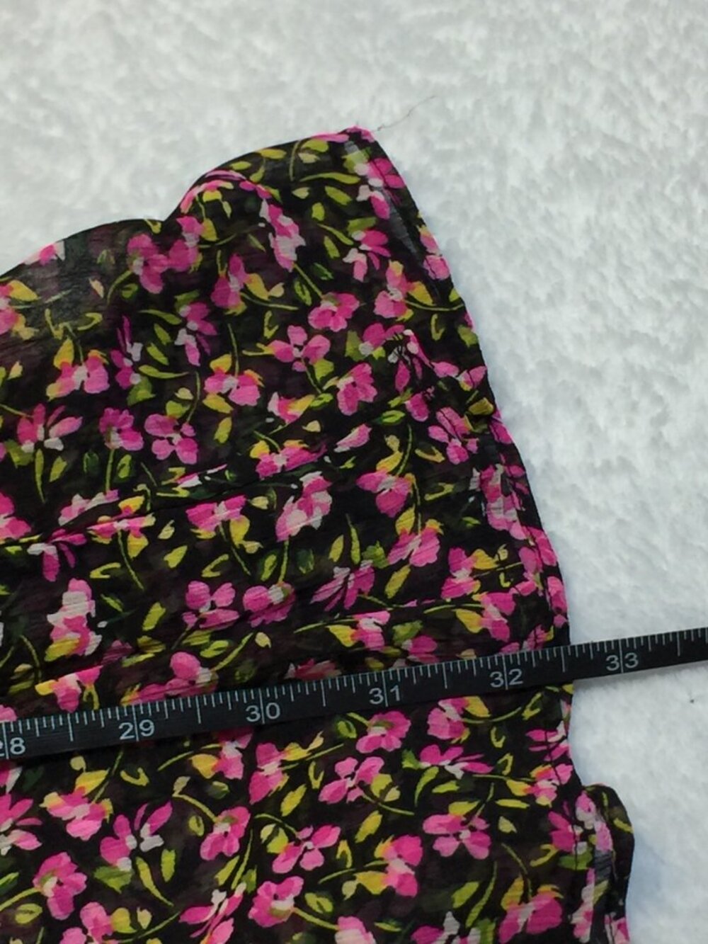 CeCe Mini Dress Size M Womans Black Pink Floral Print V-Neck Tiered Short Sleeve - Picture 12 of 13